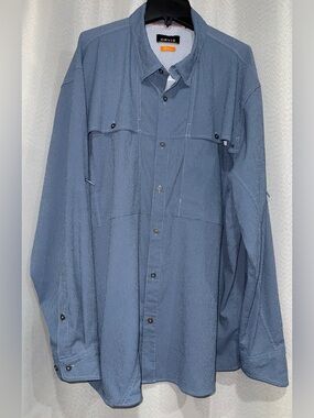 Orvis Long Sleeve Technical Fishing Shirt Vented Blue Check XL